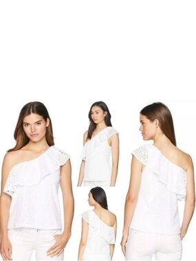 Lilly Pulitzer One-Shoulder White Eyelet Ruffle Top - Women